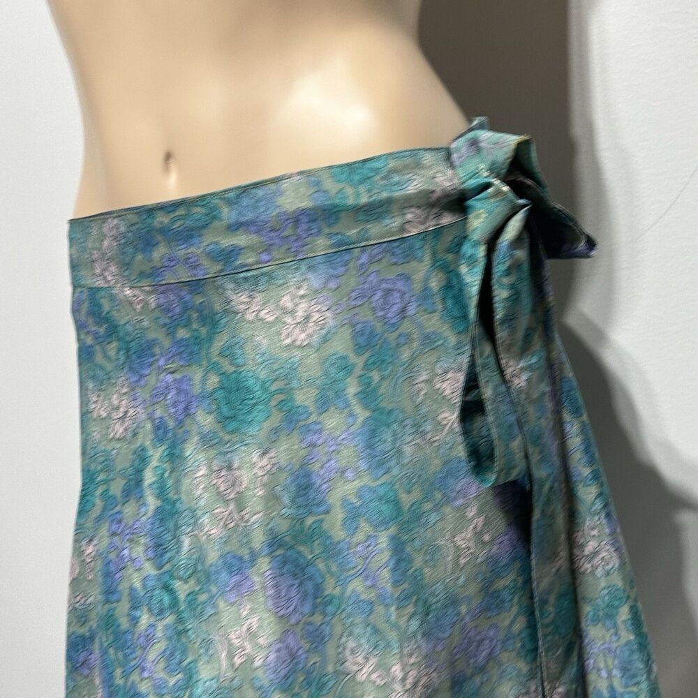 Darn Good Yarn Sari Silk Wrap Skirt Size XL Boho Mini Printed Layered NWT - Picture 4 of 7